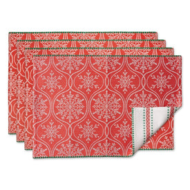 Joyful Snowflakes Reversible Jacquard Placemats Set of 4