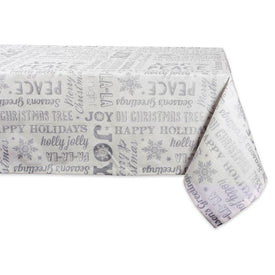 Silver Christmas Collage 60" x 104" Table Cloth