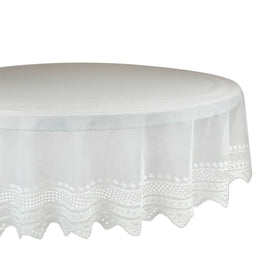Off White Nordic Lace 70" Round Table Cloth