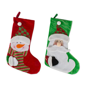 Santa and Snowman Stockings Set of 2