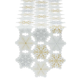 Embroidered Snowflakes Table Runner and Napkins Set