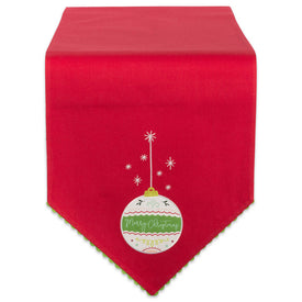 Merry Christmas Ornament Embellished Table Runner and Napkins Set