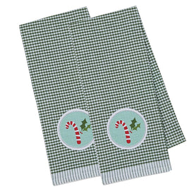 Candy Cane Embellished Dish Towel