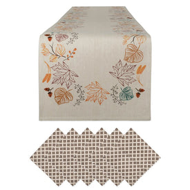 Autumn Leaves Embellished Table Runner and Napkins Set