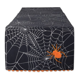 Spooky Spider Web Reversible Embellished 14" x 70" Table Runner