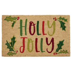 Holly Jolly 18" x 30" Vinyl Back Coir Doormat