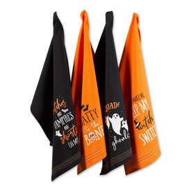 Spooky Sayings Printed Dish Towels Set of 4 Assorted