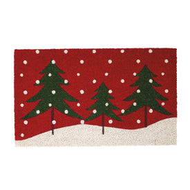 Snowy Trees 18" x 30" Vinyl Back Coir Doormat