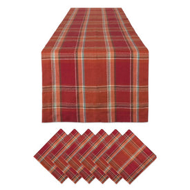 Autumn Spice Plaid Table Runner and Napkins Set