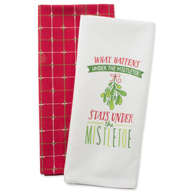 Under Mistletoe Holiday Printed Dish Towels Set of 2 Assorted