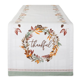 Thankful Autumn Wreath Reversible Embellished 14" x 72" Table Runner