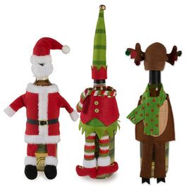 Santa Reindeer and Elf Wine Bottle Outfits Set of 3