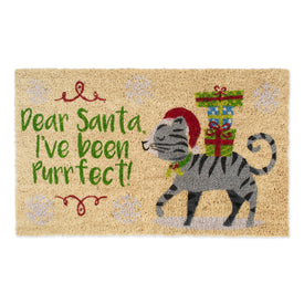 Dear Santa I've Been Purrfect 18" x 30" Coir Doormat
