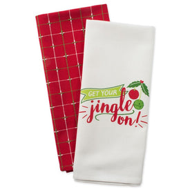 Jingle On Holiday Printed Dish Towels Set of 2 Assorted