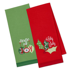 Jingle For Joy Embroidered Dish Towel