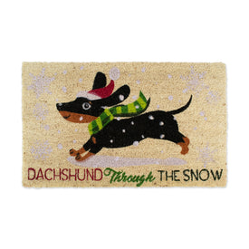 Dachshund Through The Snow 18" x 30" Coir Doormat