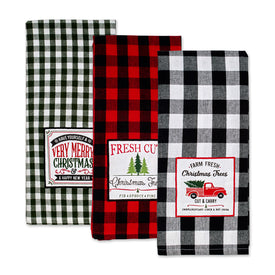 Christmas Tree Farm Embellished Dish Towels Set of 3 Assorted