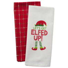 Elfed Up Holiday Printed Dish Towels Set of 2 Assorted