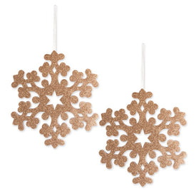 Hanging Foam Gold Snowflakes Set of 2