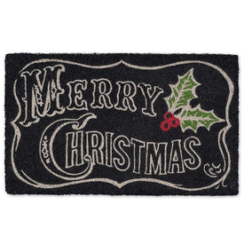 Merry Christmas Chalkboard 18" x 30" Vinyl Back Coir Doormat