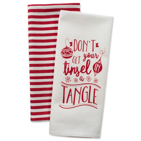 Tinsel In A Tangle Holiday Printed Dish Towels Set of 2 Assorted
