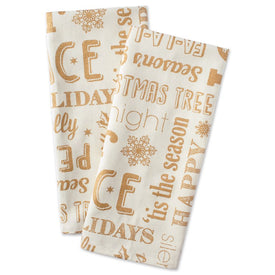 Gold Christmas Collage Dish Towels Set of 2