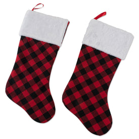 Holiday Stockings Red and Black Buffalo Checks Set of 2