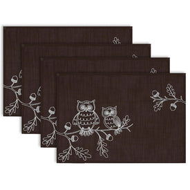 Embroidered Owls Placemats Set of 4