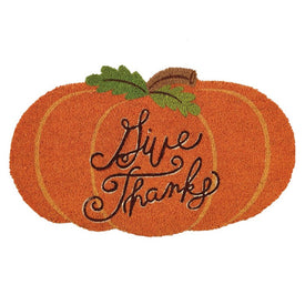 Give Thanks Pumpkin 18" x 30" Vinyl Back Coir Doormat