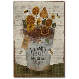Bee Happy Bucket 24" x 36" Gallery-Wrapped Canvas Wall Art