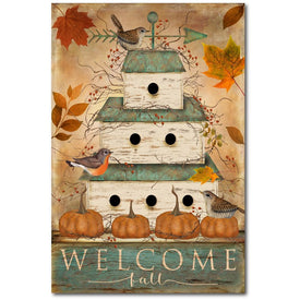 Welcome Fall Birdhouse 24" x 36" Gallery-Wrapped Canvas Wall Art