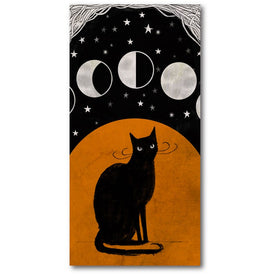 Moon & Cat 12" x 24" Gallery-Wrapped Canvas Wall Art