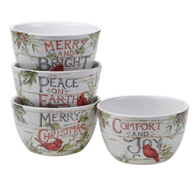 Evergreen Christmas Ice Cream Bowls Set of 4