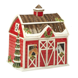 Christmas on the Farm 3-D Barn Cookie Jar