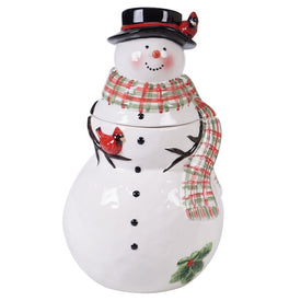 Watercolor Snowman 3-D Cookie Jar