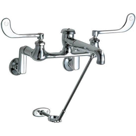 Wok Faucet Wall Mount with Vacuum Breaker Pail Hook and Wall Brace Chrome Plated Brass