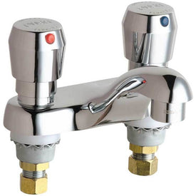 Lavatory Faucet 4 Inch Spread 2 Vandal Resistant Metering ADA Polished Chrome
