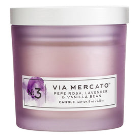 Via Mercato Candle 8 Oz No. 3 - Pepe Rosa, Lavender & Vanilla Bean