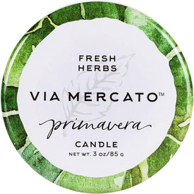 Via Mercato Primavera Candle 3 Oz - Fresh Herbs