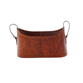 Rustic Reflections Leather Magazine Holder with Strap Handles