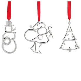 Mini Assorted Ornaments Santa, Tree, Snowman Set of 3