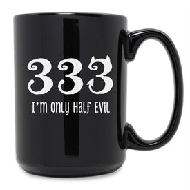 I'm Only Half Evil Black Ceramic Mug