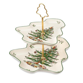 Spode Christmas Tree Sculpted Two-Tier Server
