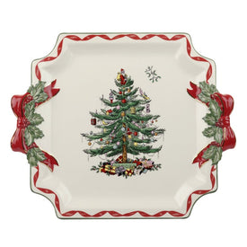 Spode Christmas Tree Ribbons 11" Square Platter