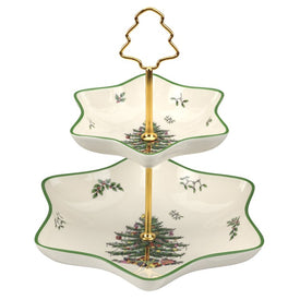 Spode Christmas Tree 2-Tier Candy Stand
