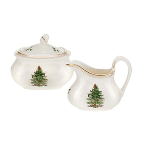 Spode Christmas Tree Gold Collection Sugar Bowl and Creamer Set