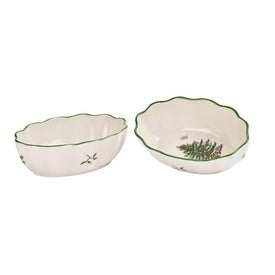 Spode Christmas Tree Fluted Oval Dishes Set of 2