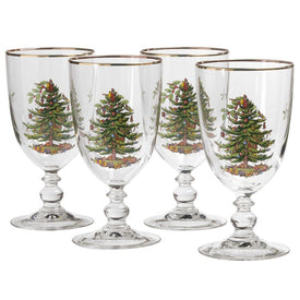 Spode Christmas Tree Pedestal Goblets Set of 4