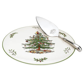 Spode Christmas Tree Cake Plate & Server Set