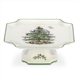 Spode Christmas Tree 10" Footed Square Cake Plate